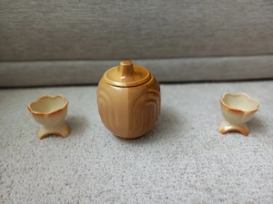 Set bol de ceramica si 2 suporturi ceramica pentru ouă