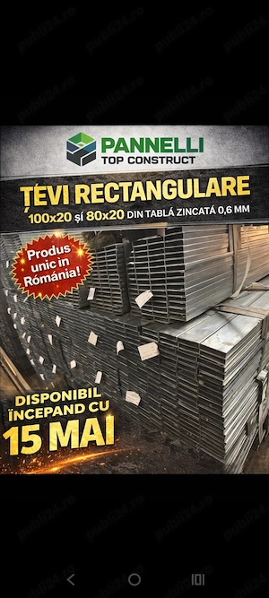 Teava rectangulara100x20 din tabla zincata 0.8mm - imagine 3