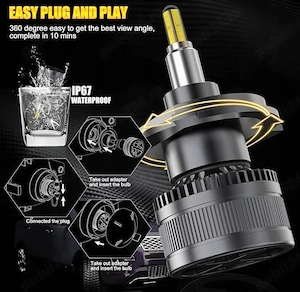 Becuri LED H4 Koyoso 16000LM  80W 6500K 360° Set 2 bucati