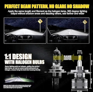 Becuri LED H4 Koyoso 16000LM  80W 6500K 360° Set 2 bucati - imagine 3