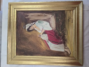 Tablou "Țărancă cosând,  după N. Grigorescu"