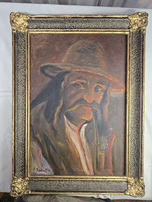 Set 2  tablouri: "Țigan bătrân cu pipă" și "Țigancă cu pipă " - imagine 3