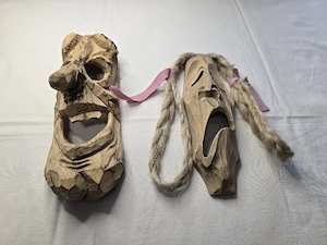 Set măști populare din lemn de nuc și lemn de măr