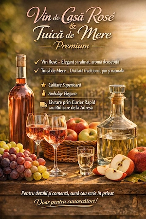 Vand vin rose de casa si tuica de mere