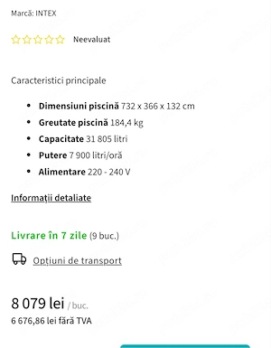 Piscină Intex Ultra XTR 732x366x132 cm completă cu pompă și scară