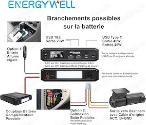 Baterie externă pentru camera auto ENERGY WELL P8 12V 12000 mAh LiFePO4 - imagine 3