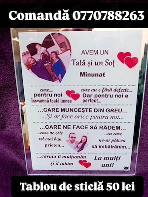 Tablou de sticlă personalizată cu poză și text  - imagine 2