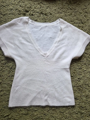 Pulover blush alb cu maneca scurta marimea M