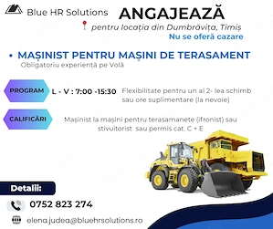 Masinist masini pentru terasamente   cu experienta in operarea volei