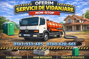 Oferim servicii de vidanjare Non-Stop