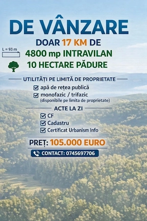 Vand la 17 km de Cluj-N 4800mp intravilan + 10 hectare padure