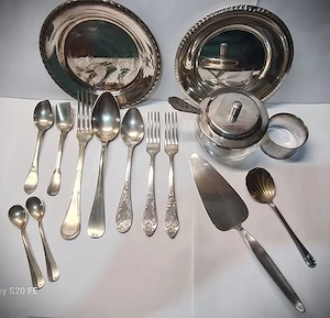 16 piese f vechi din alpaca sau argintate