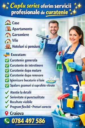   Cuplu serios oferim servicii profesionale de curatenie  