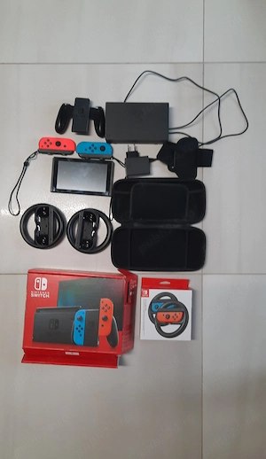 Vand consola Nintendo Switch OLED (NeonBlue Red Joy - Con) + accesorii