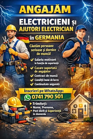 Căutăm electricieni.               