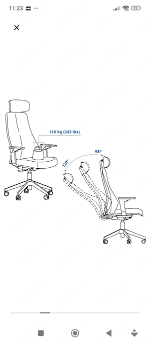 Vand scaun birou  gaming IKEA - imagine 2