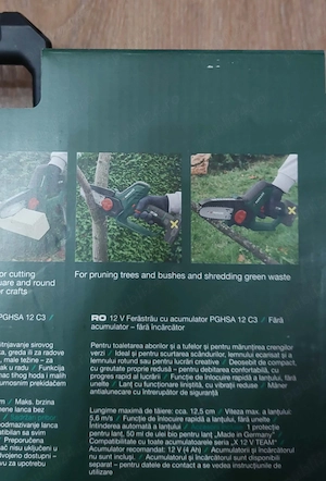 Mini drujba fierastrau electric Parkside 12 V,  12.5 cm taiere, Nou! - imagine 3