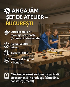 Maistru atelier   sef atelier   Producție Standuri Expoziționale