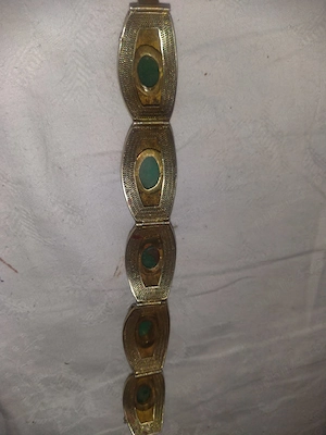 Bratara Veche făcută manual China Argint Aurit Email Cu Jad Natural 1920-1960