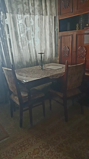 Masa lemn retro cu 6 scaune