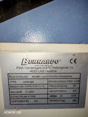 Masina rindeluit si degrosat Bernardo AD 260 - 240 V - imagine 2