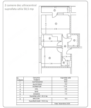 Piata Hale - ultrecentral, apart 2 camere cf. 1 dec, LIBER, su 50 mp, acte la zi
