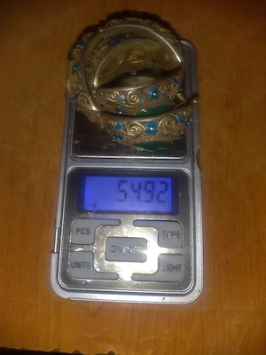 Bratara Veche făcută manual  China Argint Aurit Email Cu Jad Natural 1920 - imagine 5