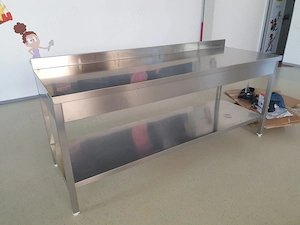Masa lucru inox cu rebord și polita