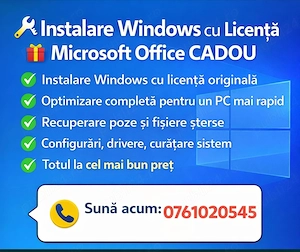 Instalez Windows 10,11 la cerere +Office CADOU
