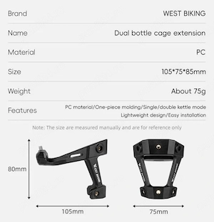 Adaptor extensie suport bidon apa sub sa bicicletă mtb cursiera ciclocross trekking Westbiking  - imagine 2