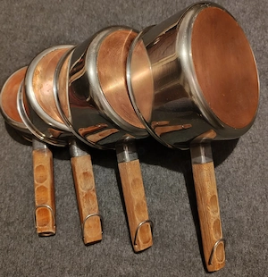 Set oale-tigăi-vase din inox cu baza din cupru