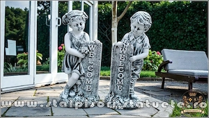 Statuetă set copii welcome, gri antichizat, model S100.