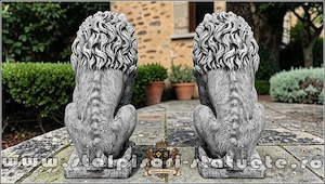 Statuetă leu mare cu blazon, gri patinat, model S1. - imagine 4