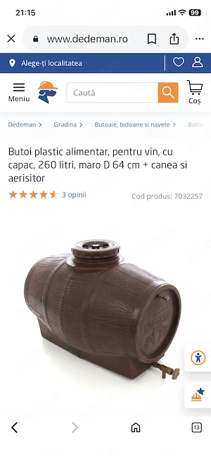 Butoi vin 260 litri