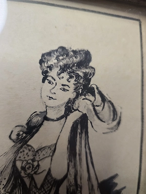 "Doamnă elegantă" - tuș pe hârtie