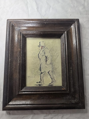 Domn cu joben - imagine vintage cu ramă din lemn masiv