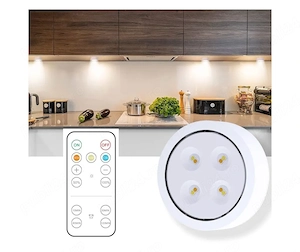 Set de 3 Lampi Led , Fara Fir, Cu Baterii, 3 Culori de Lumina, cu Telecomanda,86 x 86 x32 mm, Alb - imagine 4