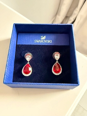 Cercei rosii Swarovski originali - imagine 2