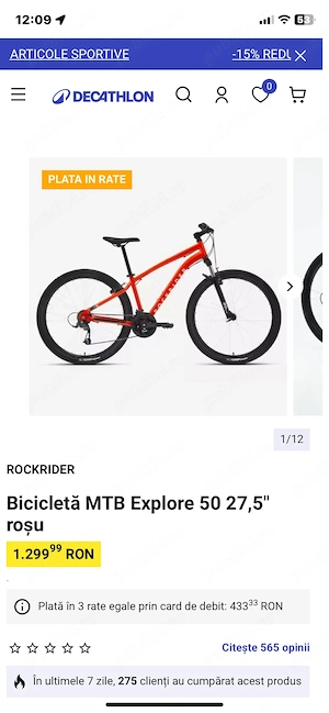 vand bicicleta btwin rockrider