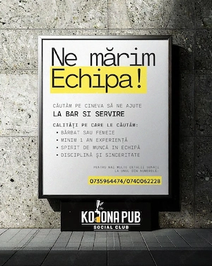  sc angajează barman cu experiență 