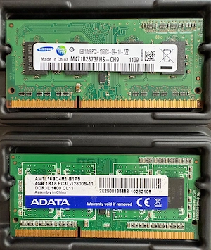 Memorie RAM Laptop DDR3 DDR3L - 4GB ADATA & 1GB Samsung