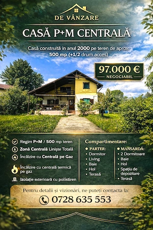 Casa Breaza zona centrala , in planul doi , fara poluare fonica 