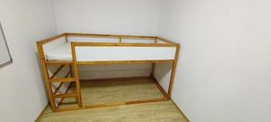 Pat copii reversibil, alb pin, 90x200 cm