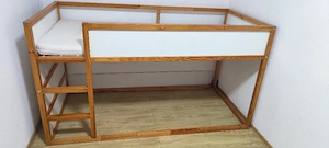 Pat copii reversibil, alb pin, 90x200 cm