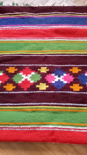 2 covoare traditionale din lana,tesute manual la razboi (anii 60)