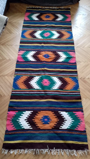 2 covoare traditionale model mai rar, din lana, tesute manual