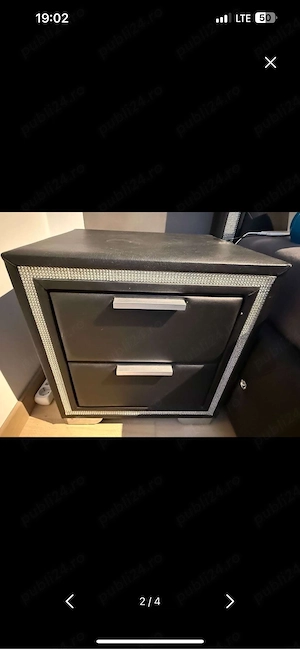 pat 180x200 cu saltele si doua noptiere - imagine 2