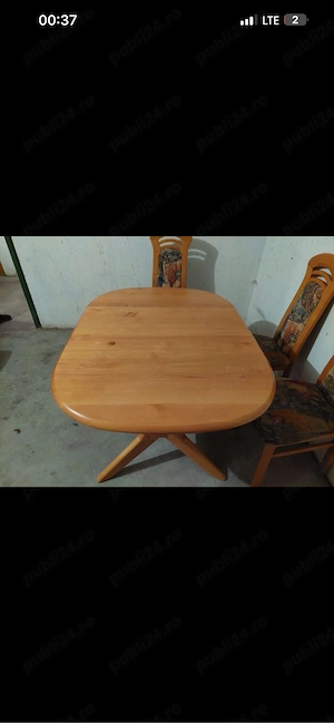 masa extensibila lemn masiv cu 6 scaune