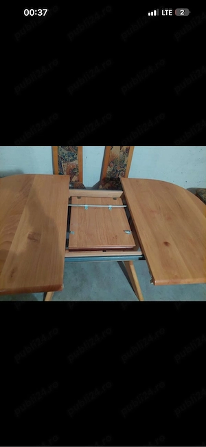 masa extensibila lemn masiv cu 6 scaune - imagine 5