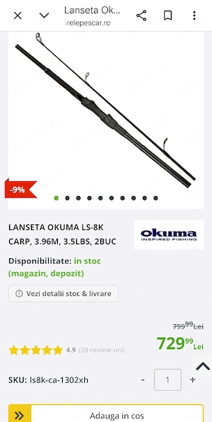 vand lansete crap +husa transport 4 lansete okuma ls8k3.96 m plus husa tranport 